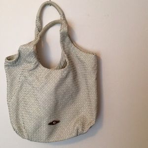 Off-white woven leather bag